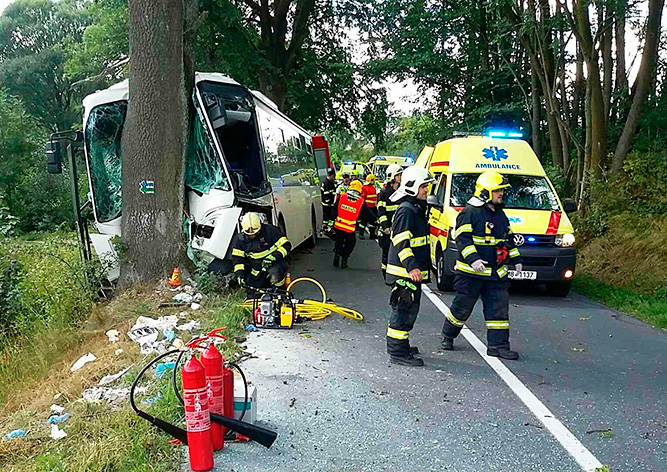 В Чехии автобус врезался в дерево: 11 пострадавших