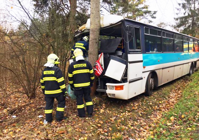 В Чехии автобус с детьми врезался в дерево