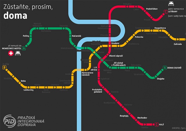 Пражские транспортники выпустили «карантинную» карту метро