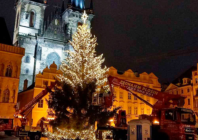 Ёлку на Староместской площади Праги зажгут сегодня вечером