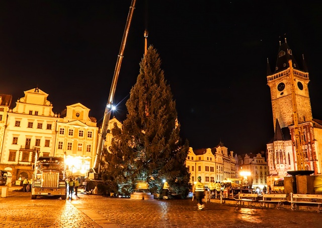 На Староместской площади Праги установили рождественскую ёлку: видео
