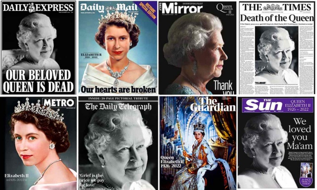 «Наши сердца разбиты»: первые полосы британских газет после смерти королевы