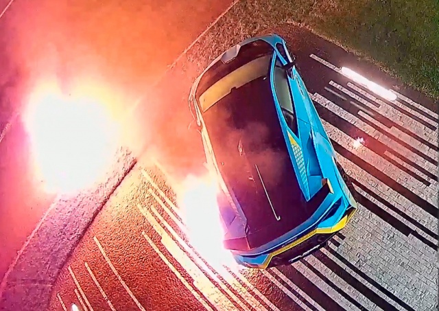 Неаккуратный поджог Lamborghini в Праге попал на видео