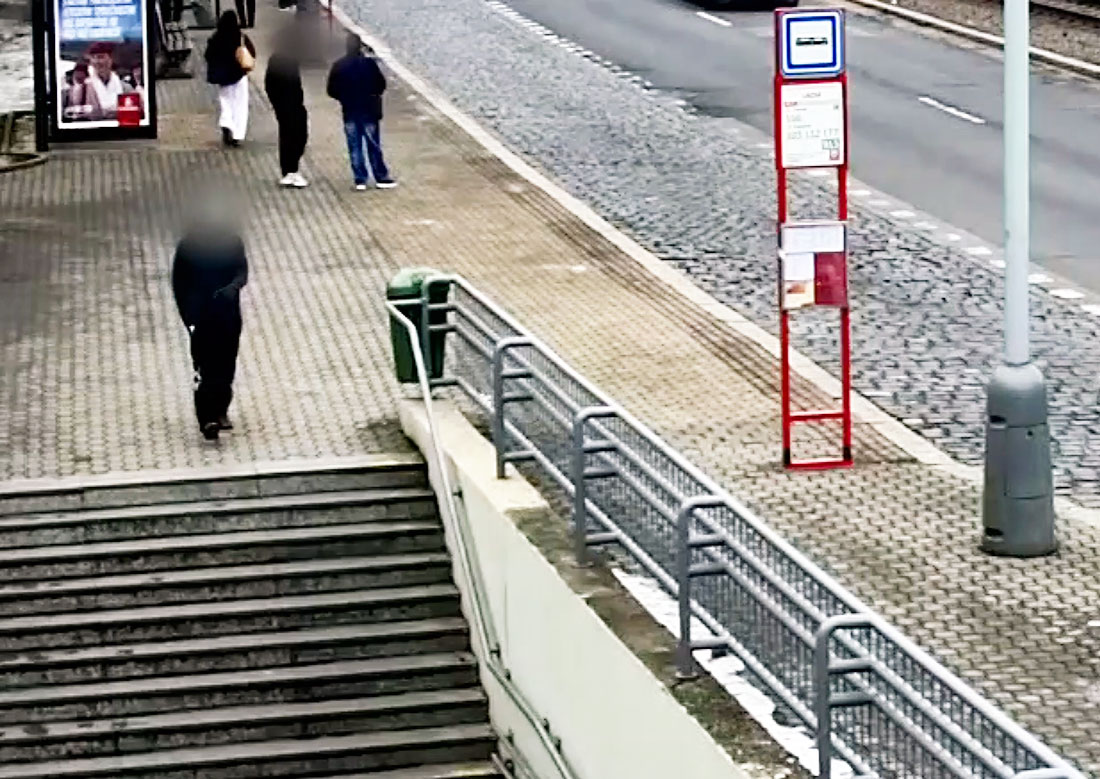 На остановке в Праге средь бела дня ограбили женщину: видео