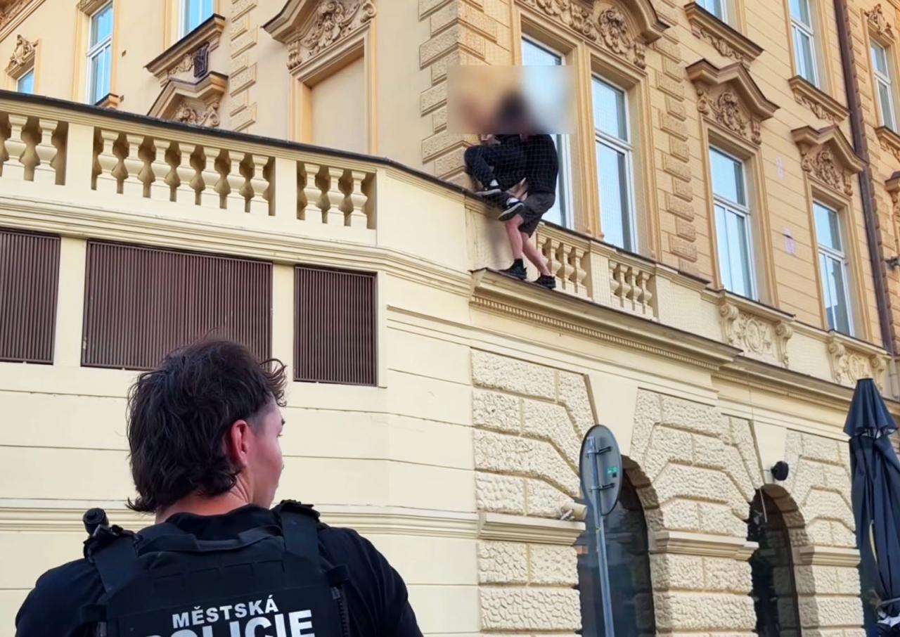 В Чехии полицейские помогли горе-ворам спуститься на землю: видео